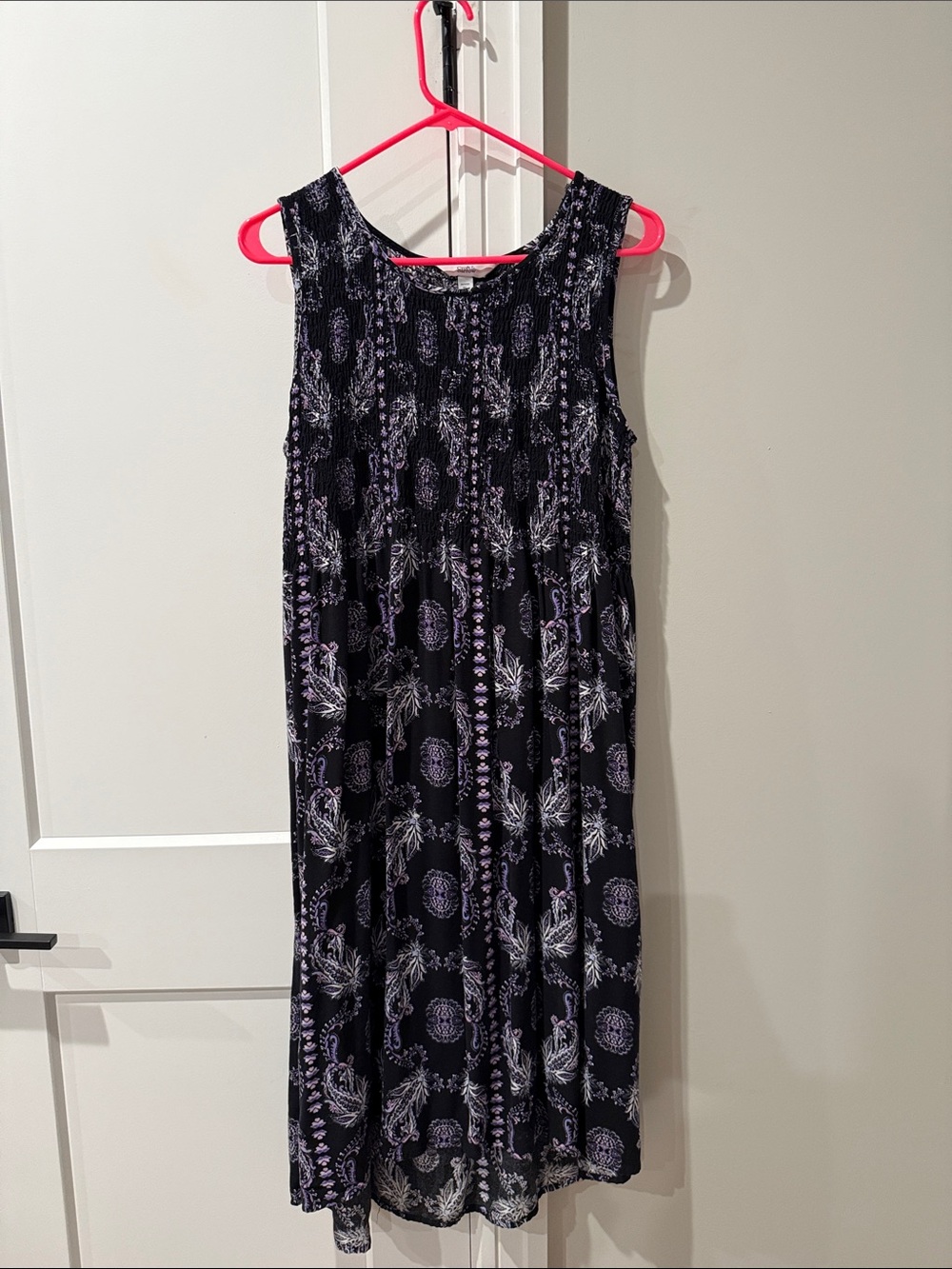 croft & barrow Black Midi Dress with Lavender Print